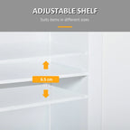 White Freestanding Bathroom Storage Cabinet with 2 Drawers and Adjustable Shelf