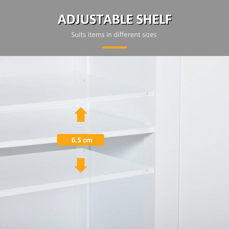 White Freestanding Bathroom Storage Cabinet with 2 Drawers and Adjustable Shelf