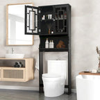 White Over-Toilet Storage Cabinet with Glass Doors