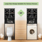 White Over-Toilet Storage Cabinet with Glass Doors