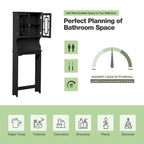 White Over-Toilet Storage Cabinet with Glass Doors