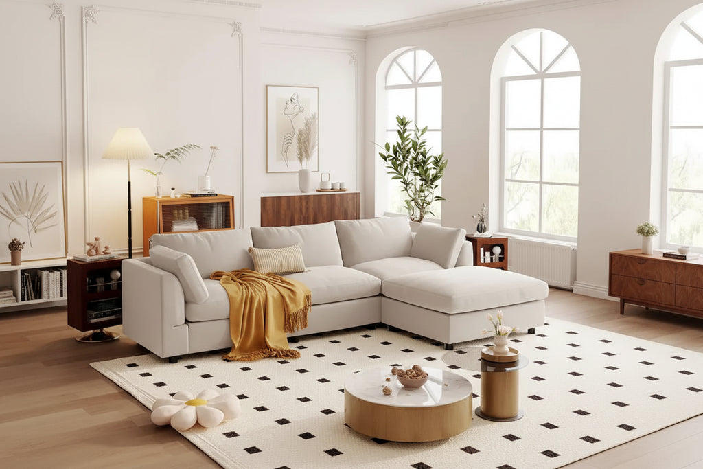 Upholstery Convertible Sectional Sofa, L Shaped Couch with Reversible Chaise