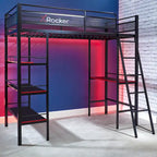 Black Twin-over-Twin Gaming Bunk Bed with Built-in Desk and Shelves