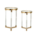 Gold & Clear Acrylic Round Side Tables - Set of 2