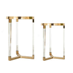 Gold & Clear Acrylic Round Side Tables - Set of 2