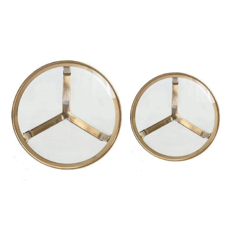 Gold & Clear Acrylic Round Side Tables - Set of 2