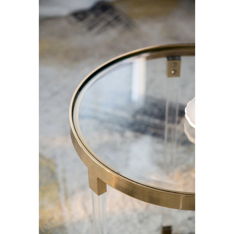 Gold & Clear Acrylic Round Side Tables - Set of 2
