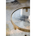 Gold & Clear Acrylic Round Side Tables - Set of 2