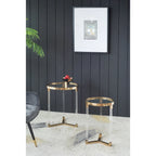 Gold & Clear Acrylic Round Side Tables - Set of 2