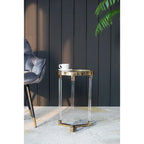 Gold & Clear Acrylic Round Side Tables - Set of 2