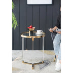 Gold & Clear Acrylic Round Side Tables - Set of 2