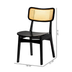 Brown Rattan Dining Chairs Set of 2 - Mid-Century Style