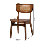 Brown Rattan Dining Chairs Set of 2 - Mid-Century Style