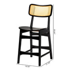 Brown Rattan Dining Chairs Set of 2 - Mid-Century Style