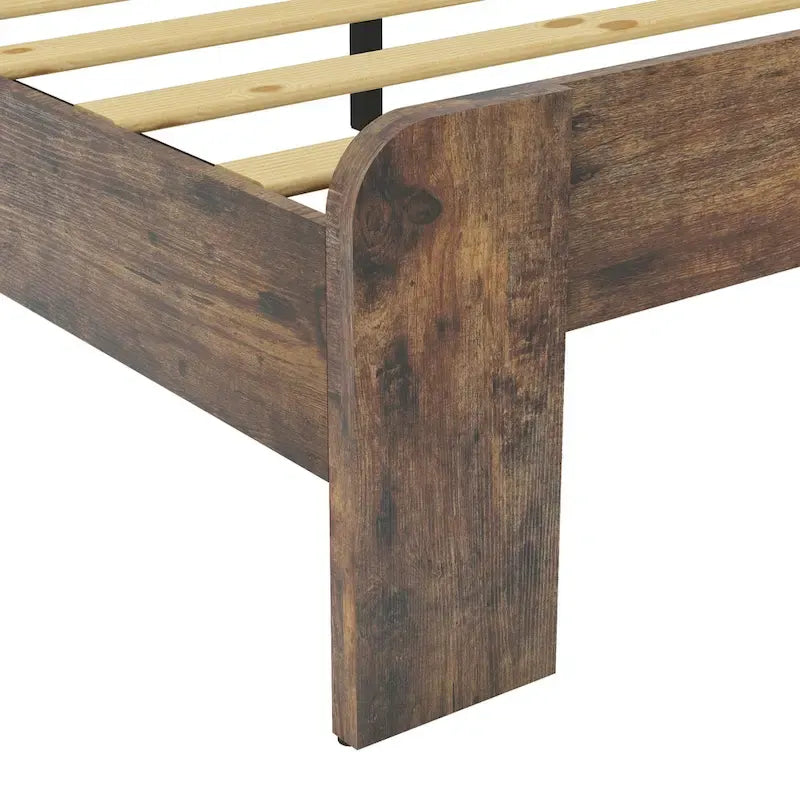 Wooden Platform Bed Frame with Headboard & Large Under Bed Storage