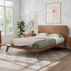 Walnut 3-Piece Mid-Century Bedroom Set - King/Queen/Full Platform Bed with 2 Nightstands
