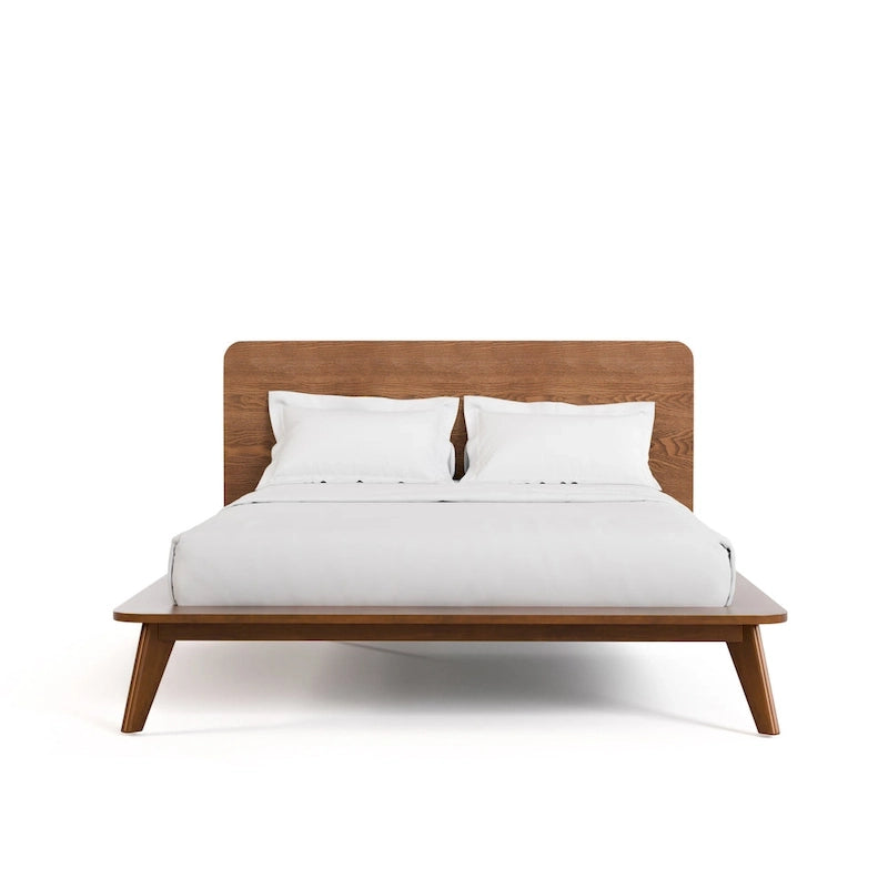 Walnut 3-Piece Mid-Century Bedroom Set - King/Queen/Full Platform Bed with 2 Nightstands