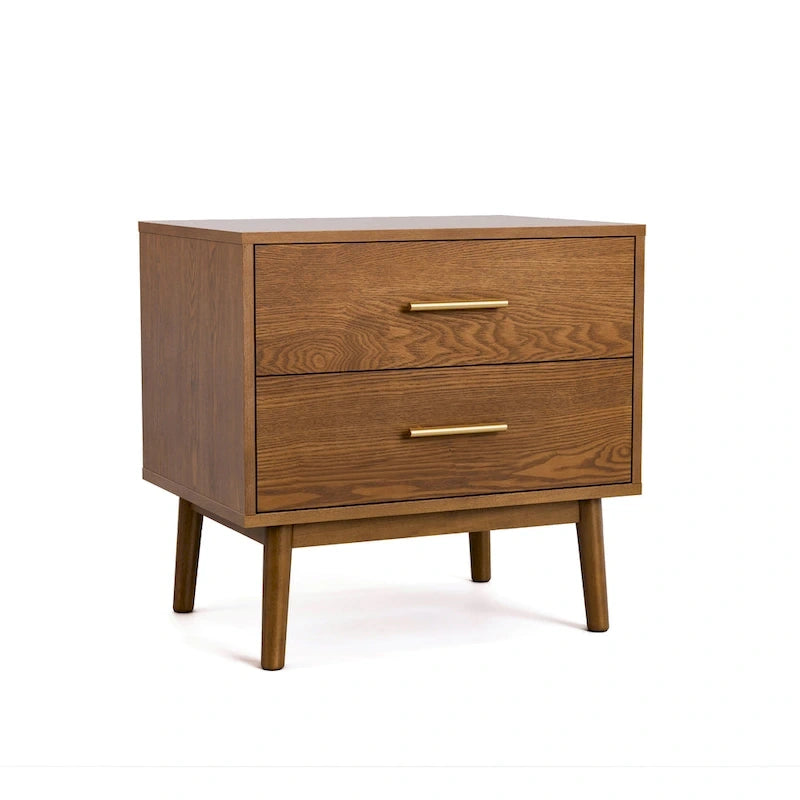 Walnut 3-Piece Mid-Century Bedroom Set - King/Queen/Full Platform Bed with 2 Nightstands