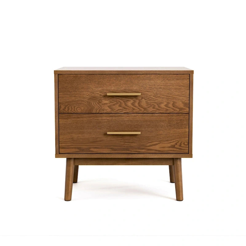 Walnut 3-Piece Mid-Century Bedroom Set - King/Queen/Full Platform Bed with 2 Nightstands