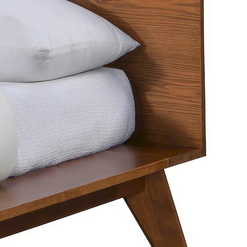 Walnut 3-Piece Mid-Century Bedroom Set - King/Queen/Full Platform Bed with 2 Nightstands