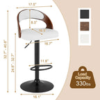 Javlergo Bar Stools Set of 2, Modern Adjustable Swivel Kitchen Bar Chair with Footrest