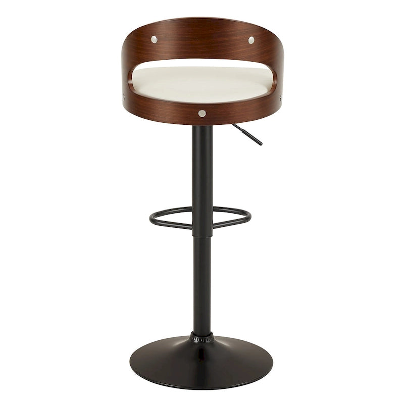 Adjustable Swivel Bar Stools Set of 2 - Black/White/Brown - 330 LB Capacity