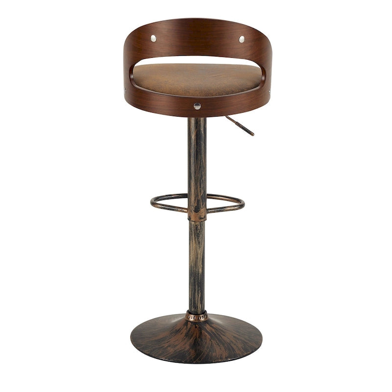 Adjustable Swivel Bar Stools Set of 2 - Black/White/Brown - 330 LB Capacity
