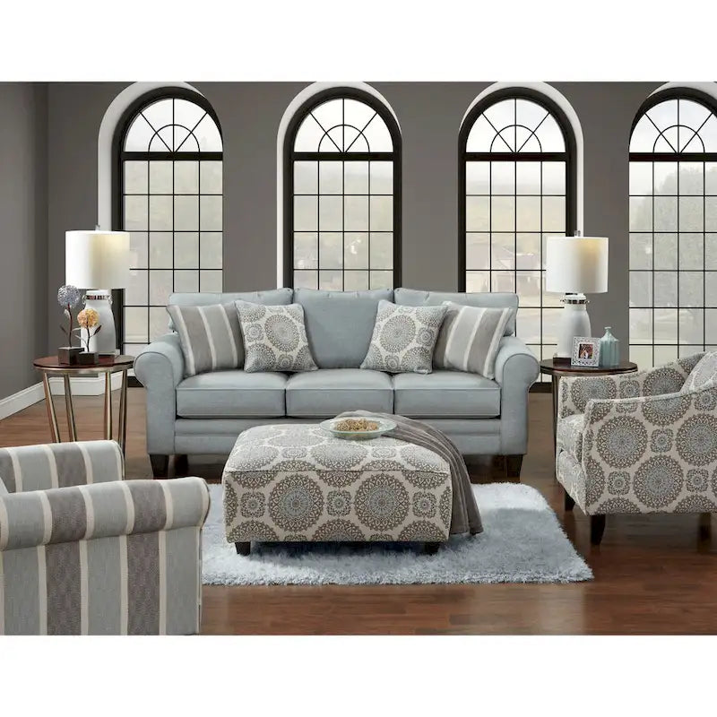 Mist Gray Queen Sleeper Sofa with Rounded Arms