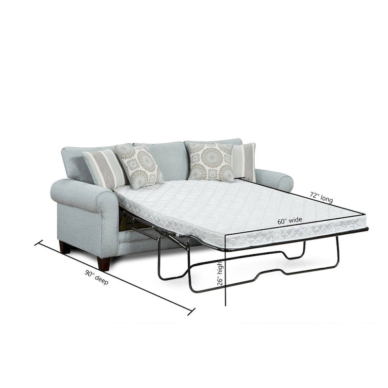 Mist Gray Queen Sleeper Sofa with Rounded Arms