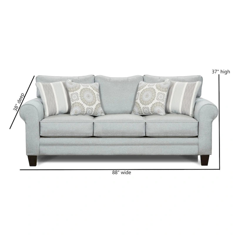 Mist Gray Queen Sleeper Sofa with Rounded Arms