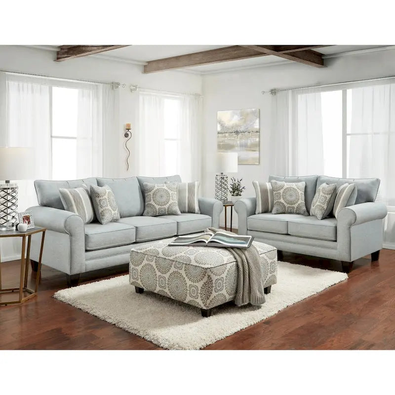 Mist Gray Queen Sleeper Sofa with Rounded Arms