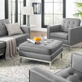 Tufted Vegan Leather Ottoman - Mid-Century Modern Style