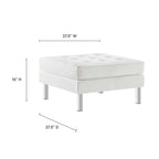 Tufted Vegan Leather Ottoman - Mid-Century Modern Style