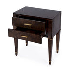 2 Drawer Burl Wood End Table