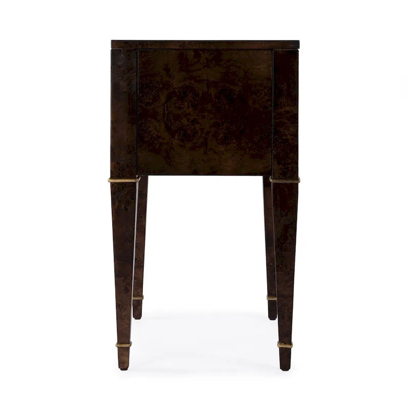 2 Drawer Burl Wood End Table