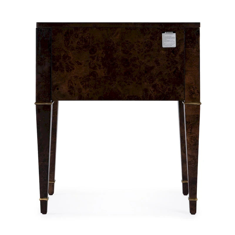 2 Drawer Burl Wood End Table