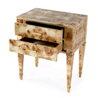 2 Drawer Burl Wood End Table