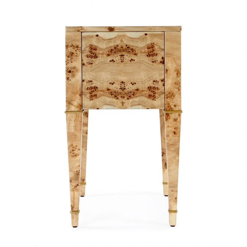 2 Drawer Burl Wood End Table
