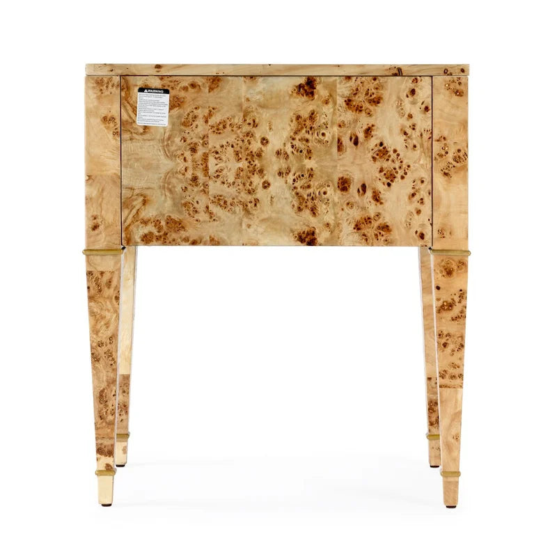 2 Drawer Burl Wood End Table