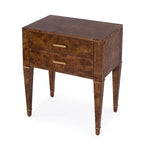 2 Drawer Burl Wood End Table