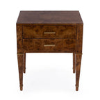 2 Drawer Burl Wood End Table
