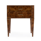2 Drawer Burl Wood End Table