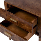 2 Drawer Burl Wood End Table