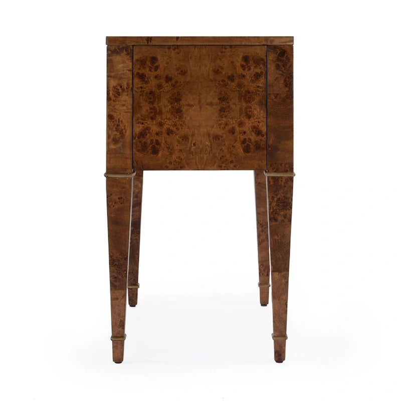2 Drawer Burl Wood End Table
