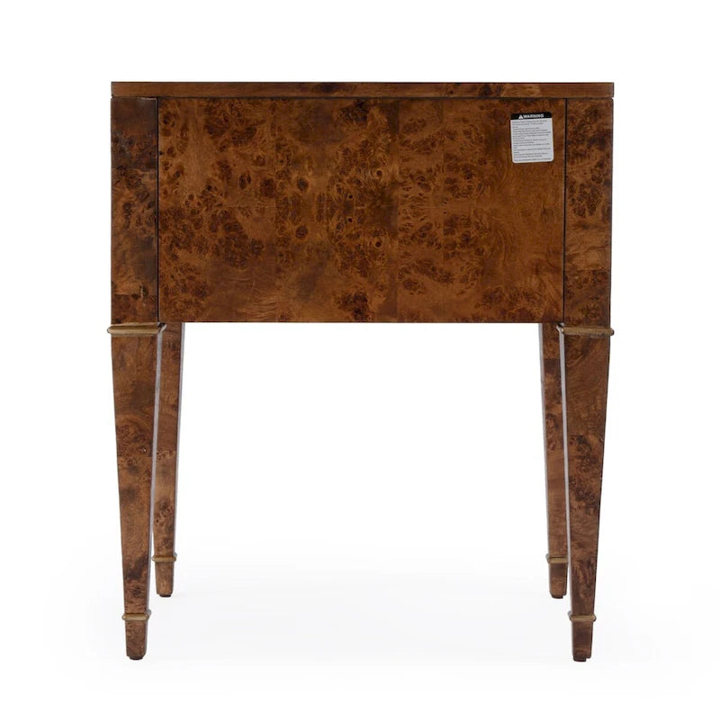 2 Drawer Burl Wood End Table