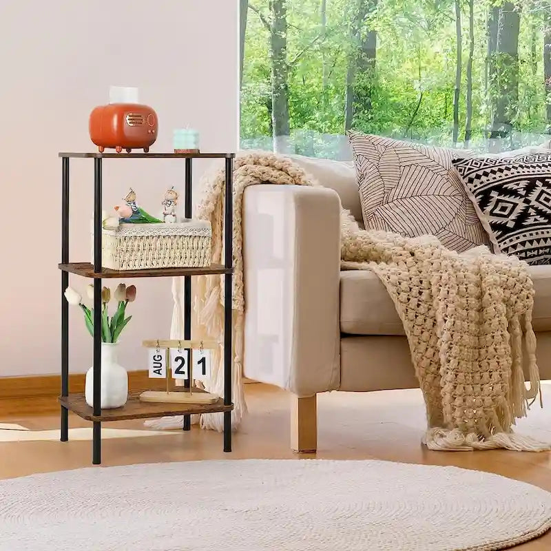 3-Tier Tall Side Table with Storage