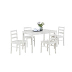 5-Piece White Dining Set for 4, Ladder Back Chairs