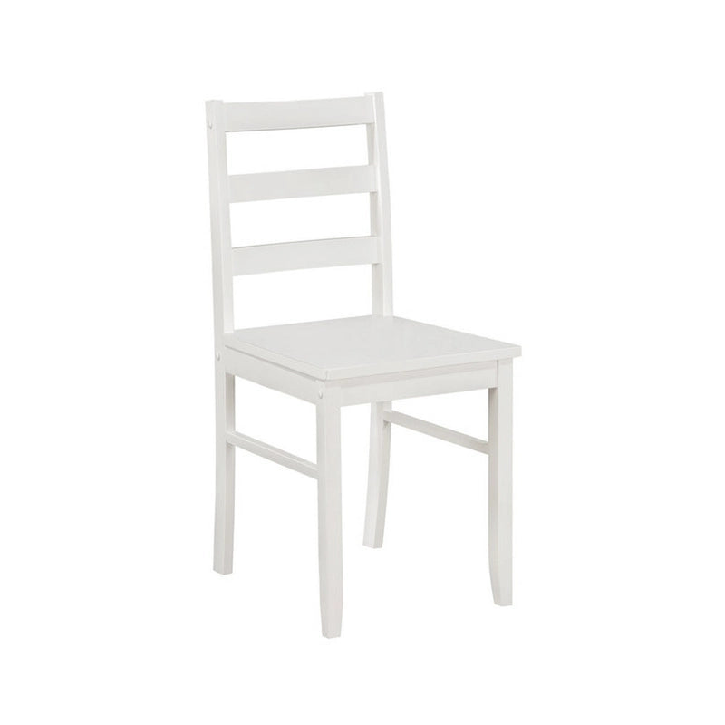 5-Piece White Dining Set for 4, Ladder Back Chairs