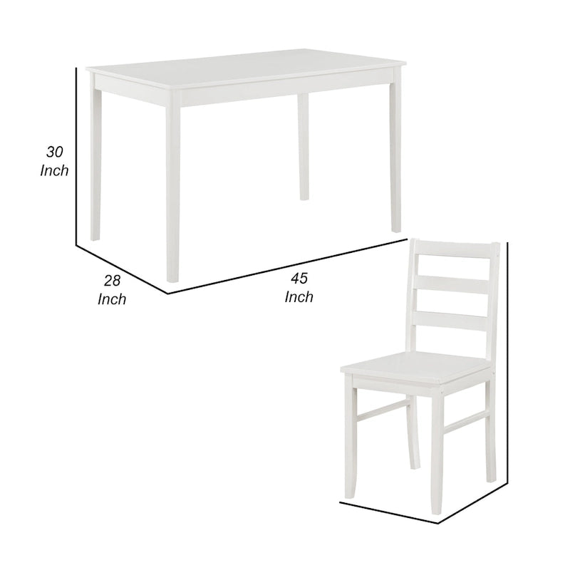 5-Piece White Dining Set for 4, Ladder Back Chairs