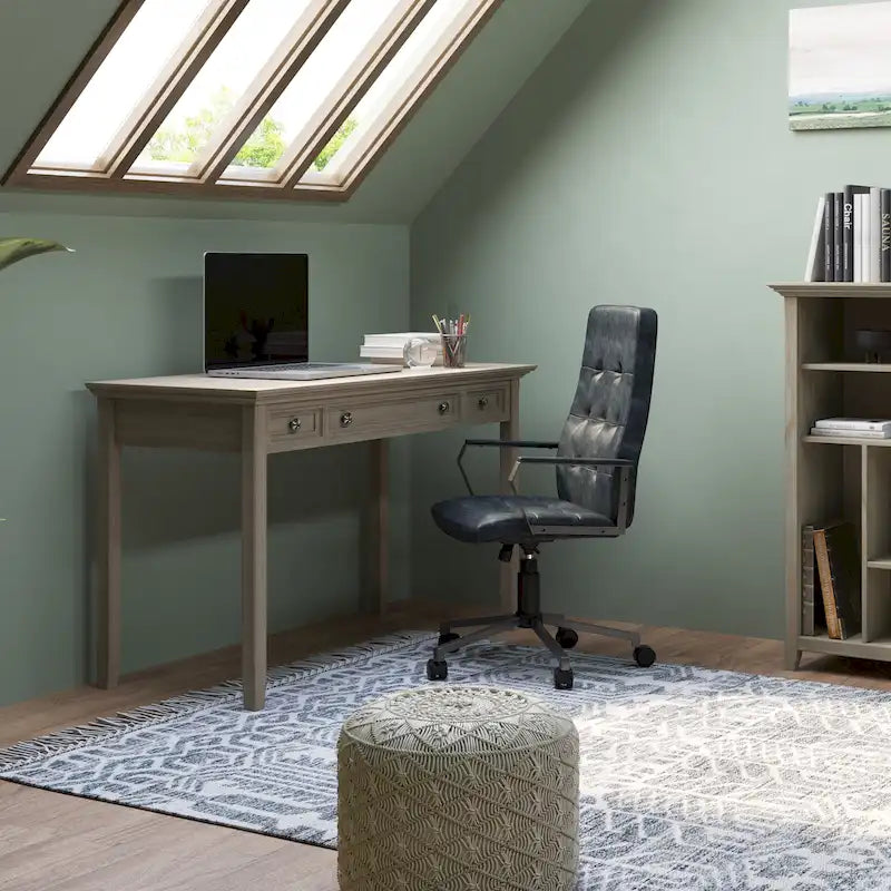 Brown Transitional 54-Inch Wide Desk with Drawers